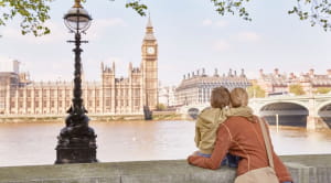 Woman and boy looking at Big Ben